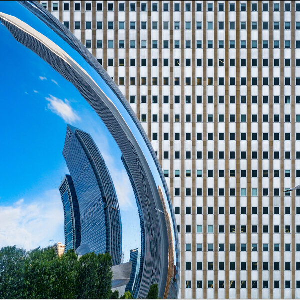  Chicago (Illinois): riflessi sulla scultura "Cloud Gate" - © Massimo Vespignani