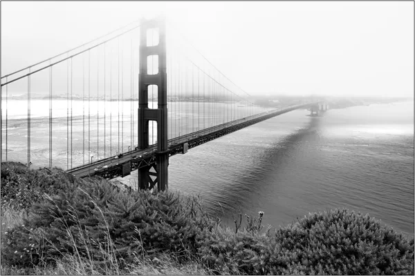 San Francisco (California): l'abituale foschia sul Golden Gate Bridge - © M. Vespignani
