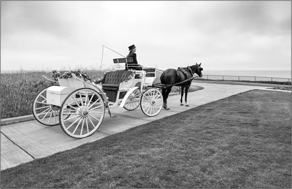  Half Moon Bay (California): carrozza nuziale in riva all'Oceano - © Massimo Vespignani